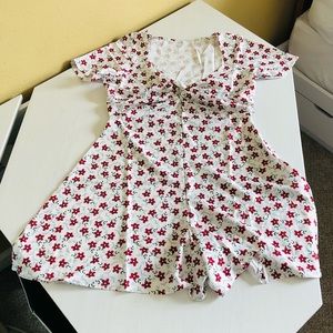 Allover Floral Twist Print Romper
